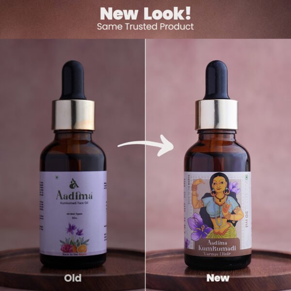Old Vs New - New Aadima Kumkumadi Face Oil - 15 ml | All Skin Types | 1.5 Months Daily Usage